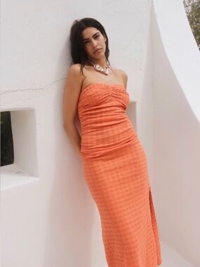 Free People Strapless Black Midi Dress